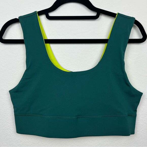 Fabletics Reversible Sports Bra Green and Neon Yellow- Size Large - Picture 5 of 7